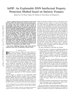 InFIP: An Explainable DNN Intellectual Property Protection Method based
  on Intrinsic Features