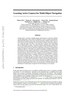 Learning Active Camera for Multi-Object Navigation