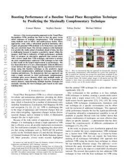 Boosting Performance of a Baseline Visual Place Recognition Technique by
  Predicting the Maximally Complementary Technique