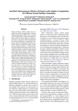 AutoMoE: Heterogeneous Mixture-of-Experts with Adaptive Computation for
  Efficient Neural Machine Translation