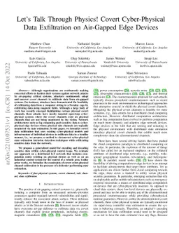 Let's Talk Through Physics! Covert Cyber-Physical Data Exfiltration on
  Air-Gapped Edge Devices