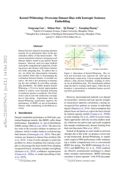 Kernel-Whitening: Overcome Dataset Bias with Isotropic Sentence
  Embedding