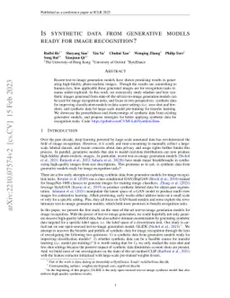 Is synthetic data from generative models ready for image recognition?