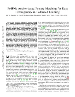 FedFM: Anchor-based Feature Matching for Data Heterogeneity in Federated
  Learning