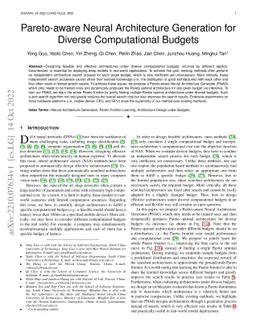 Pareto-aware Neural Architecture Generation for Diverse Computational
  Budgets