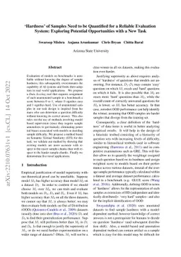 Hardness of Samples Need to be Quantified for a Reliable Evaluation
  System: Exploring Potential Opportunities with a New Task