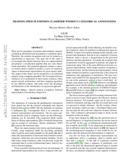 Training speech emotion classifier without categorical annotations