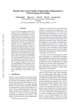 Plausible May Not Be Faithful: Probing Object Hallucination in
  Vision-Language Pre-training