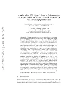 Accelerating RNN-based Speech Enhancement on a Multi-Core MCU with Mixed
  FP16-INT8 Post-Training Quantization
