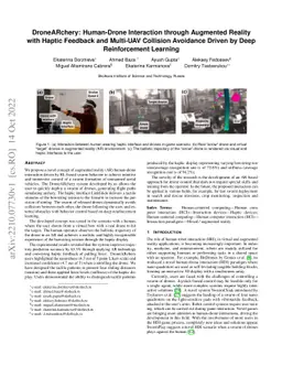 DroneARchery: Human-Drone Interaction through Augmented Reality with
  Haptic Feedback and Multi-UAV Collision Avoidance Driven by Deep
  Reinforcement Learning