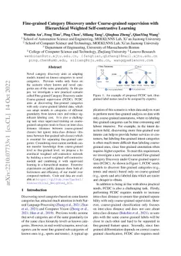 Fine-grained Category Discovery under Coarse-grained supervision with
  Hierarchical Weighted Self-contrastive Learning