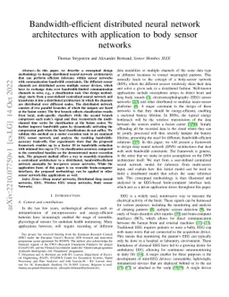Bandwidth-efficient distributed neural network architectures with
  application to body sensor networks