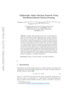 Lightweight Alpha Matting Network Using Distillation-Based Channel
  Pruning