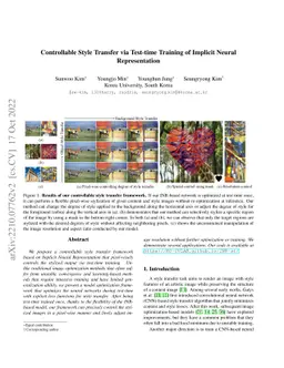 Controllable Style Transfer via Test-time Training of Implicit Neural
  Representation
