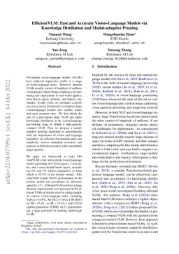 EfficientVLM: Fast and Accurate Vision-Language Models via Knowledge
  Distillation and Modal-adaptive Pruning