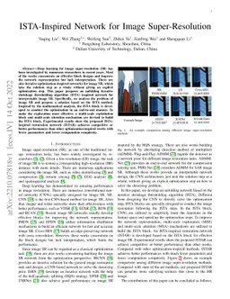 ISTA-Inspired Network for Image Super-Resolution