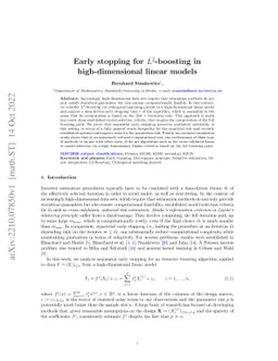 Early stopping for $ L^2 $-boosting in high-dimensional linear models