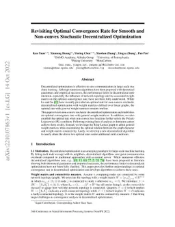 Revisiting Optimal Convergence Rate for Smooth and Non-convex Stochastic
  Decentralized Optimization