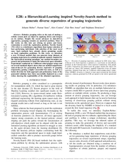 E2R: a Hierarchical-Learning inspired Novelty-Search method to generate
  diverse repertoires of grasping trajectories
