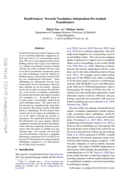 HashFormers: Towards Vocabulary-independent Pre-trained Transformers