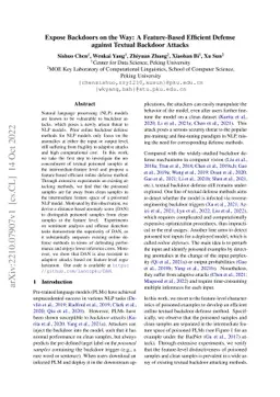 Expose Backdoors on the Way: A Feature-Based Efficient Defense against
  Textual Backdoor Attacks