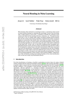 Neural Routing in Meta Learning