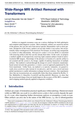 Wide Range MRI Artifact Removal with Transformers