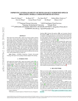 Improving generalizability of distilled self-supervised speech
  processing models under distorted settings