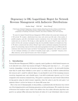 Degeneracy is OK: Logarithmic Regret for Network Revenue Management with Indiscrete Distributions