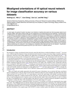 Misaligned orientations of 4f optical neural network for image
  classification accuracy on various datasets
