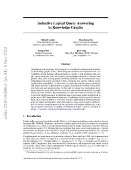 Inductive Logical Query Answering in Knowledge Graphs