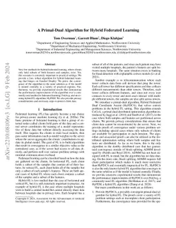 A Primal-Dual Algorithm for Hybrid Federated Learning