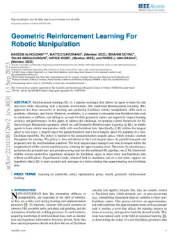 Geometric Reinforcement Learning For Robotic Manipulation
