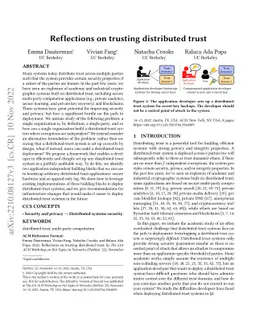 Reflections on trusting distributed trust