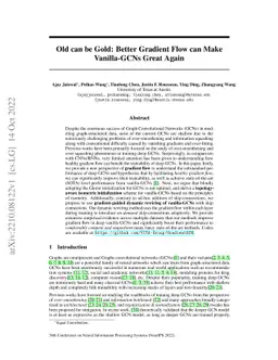 Old can be Gold: Better Gradient Flow can Make Vanilla-GCNs Great Again