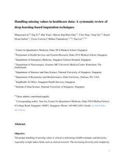 Handling missing values in healthcare data: A systematic review of deep
  learning-based imputation techniques
