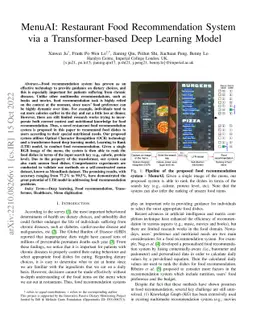 MenuAI: Restaurant Food Recommendation System via a Transformer-based
  Deep Learning Model