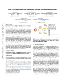 Code Recommendation for Open Source Software Developers