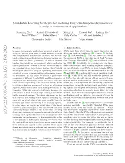 Mini-Batch Learning Strategies for modeling long term temporal
  dependencies: A study in environmental applications