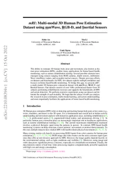 mRI: Multi-modal 3D Human Pose Estimation Dataset using mmWave, RGB-D,
  and Inertial Sensors