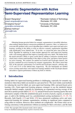 Semantic Segmentation with Active Semi-Supervised Representation
  Learning