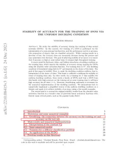 Stability of Accuracy for the Training of DNNs Via the Uniform Doubling
  Condition