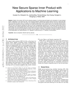 New Secure Sparse Inner Product with Applications to Machine Learning