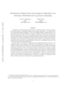 Resolving the Mixing Time of the Langevin Algorithm to its Stationary
  Distribution for Log-Concave Sampling