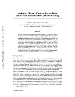 Navigating Memory Construction by Global Pseudo-Task Simulation for
  Continual Learning