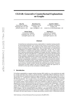 CLEAR: Generative Counterfactual Explanations on Graphs