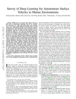 Survey of Deep Learning for Autonomous Surface Vehicles in the Marine
  Environment
