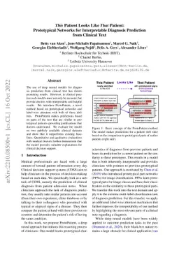This Patient Looks Like That Patient: Prototypical Networks for
  Interpretable Diagnosis Prediction from Clinical Text