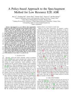 A Policy-based Approach to the SpecAugment Method for Low Resource E2E
  ASR