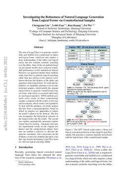 Investigating the Robustness of Natural Language Generation from Logical
  Forms via Counterfactual Samples